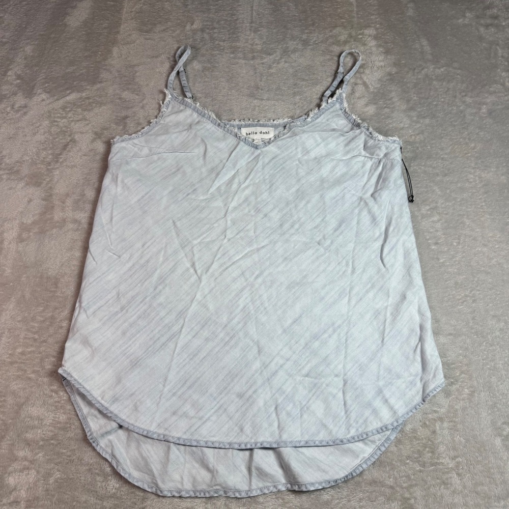 NWOT Bella Dahl Women S Light Blue Heather Frayed Lyocell Cami Tank Top Boho